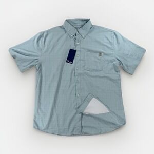 Huk Fishing Shirt Mens Medium Button Up Performance Short Sleeve Blue